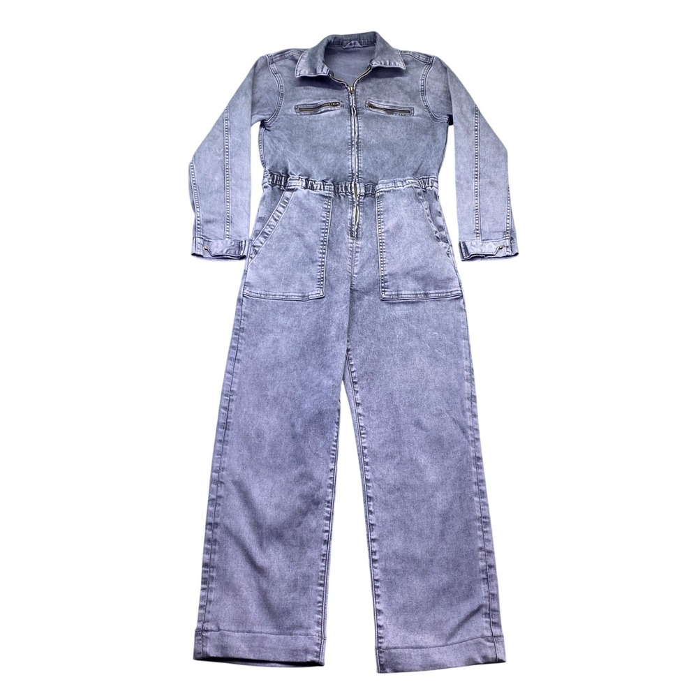 Faherty Natural Sunwashed Denim Jumpsuit Grey Denim Utility  WDS2549-WBK Size 0